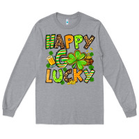 Heather Grey St. Patrick's Happy go lucky Long Sleeve Tee - OliviaCreatesArt