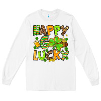 White St. Patrick's Happy go lucky Long Sleeve Tee - OliviaCreatesArt