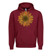 Burgundy sunflower Zipper Hoodie - Artiststas