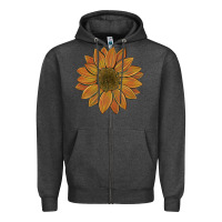 Charcoal Heather sunflower Zipper Hoodie - Artiststas