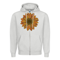 Dove Grey sunflower Zipper Hoodie - Artiststas