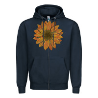 Navy sunflower Zipper Hoodie - Artiststas