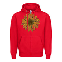 Red sunflower Zipper Hoodie - Artiststas