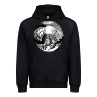 Black M.C. Escher Spherical Self Portrait Urban Hoodie - longCreatives