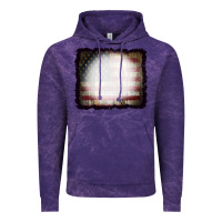 Cloud Purple America Wood Flag with bBeach Effect Vintage Hoodie - CowCowDesign
