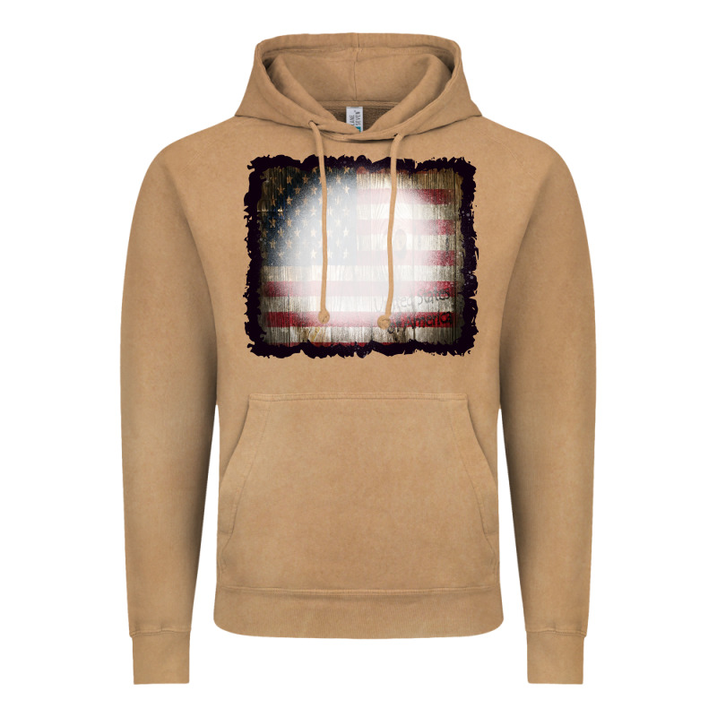 America Wood Flag With Bbeach Effect Vintage Hoodie by CowCowDesign | Teevron