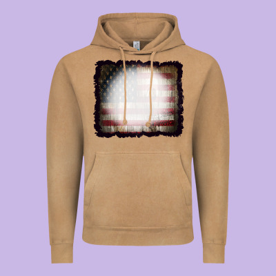 America Wood Flag With Bbeach Effect Vintage Hoodie Designed By Cowcowdesign