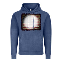 Vintage Denim America Wood Flag with bBeach Effect Vintage Hoodie - CowCowDesign