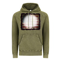 Vintage Olive America Wood Flag with bBeach Effect Vintage Hoodie - CowCowDesign