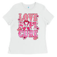 White Love Hope Cure Cancer Awareness Ladies Tee - HowdyJamesFarm