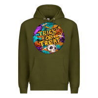 Army Green Trick Or Treat Hallowen Round Premium Hoodie - LillyAllenDesigns