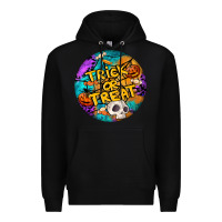 Black Trick Or Treat Hallowen Round Premium Hoodie - LillyAllenDesigns