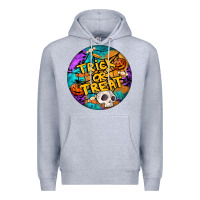 Heather Grey Trick Or Treat Hallowen Round Premium Hoodie - LillyAllenDesigns