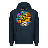 Navy Trick Or Treat Hallowen Round Premium Hoodie - LillyAllenDesigns