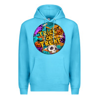 Ocean Blue Trick Or Treat Hallowen Round Premium Hoodie - LillyAllenDesigns