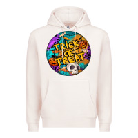Pale Pink Trick Or Treat Hallowen Round Premium Hoodie - LillyAllenDesigns