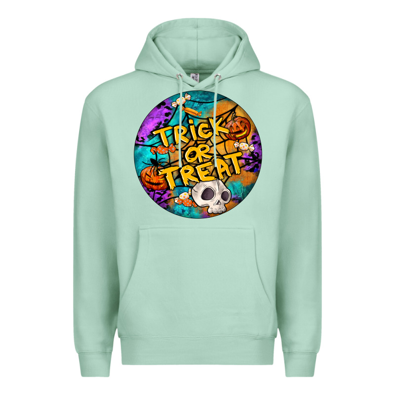 Trick Or Treat Hallowen Round Premium Hoodie by LillyAllenDesigns | Teevron