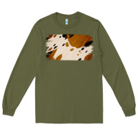 Army Green Cowhide Black and Light Brown Brushstroke Long Sleeve Tee - Jasminsmagicworld