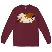 Burgundy Cowhide Black and Light Brown Brushstroke Long Sleeve Tee - Jasminsmagicworld
