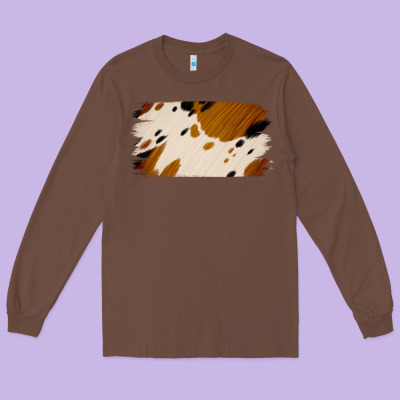 Cowhide Black And Light Brown Brushstroke Long Sleeve Tee Designed By Jasminsmagicworld