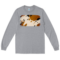 Heather Grey Cowhide Black and Light Brown Brushstroke Long Sleeve Tee - Jasminsmagicworld