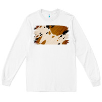 White Cowhide Black and Light Brown Brushstroke Long Sleeve Tee - Jasminsmagicworld