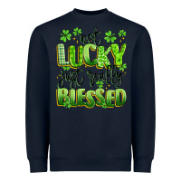 Navy not lucky just really blessed Heavyweight Sweatshirt - Artiststas