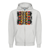 Cowhıde Aztec Serape Wıth Leopard And Sunflowers Brushstroke Zipper Hoodie | Teevron