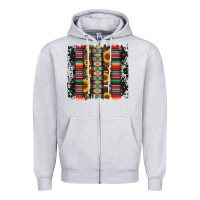 Heather Grey cowhıde aztec serape wıth leopard and sunflowers brushstroke Zipper Hoodie - Artiststas