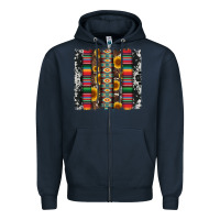 Navy cowhıde aztec serape wıth leopard and sunflowers brushstroke Zipper Hoodie - Artiststas
