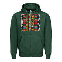 Sports Green cowhıde aztec serape wıth leopard and sunflowers brushstroke Zipper Hoodie - Artiststas
