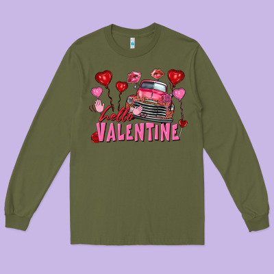 Hello Valentine Valentine's Day Truck Long Sleeve Tee Designed By Fadigitalartstudio