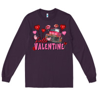 Plum Hello Valentine Valentine's Day truck Long Sleeve Tee - FaDigitalArtStudio