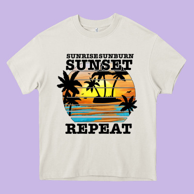 Sunrise Sunburn Sunset Repeat Heavy Core Tee Designed By Jahusdesignshop