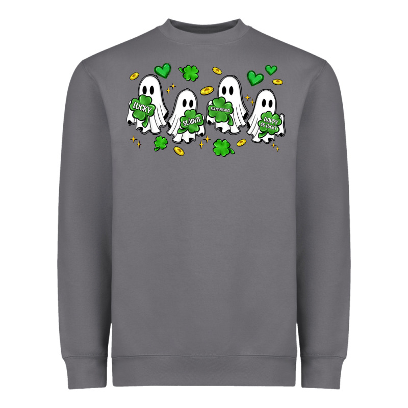 Clover Ghostie St.patrick's Day Heavyweight Sweatshirt by Artiststas | Teevron