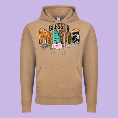 Blessed Mama Vintage Hoodie Designed By Cowcowdesign