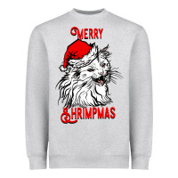 Heather Grey Merry Christmas Cat Heavyweight Sweatshirt - SublimationCraftShop