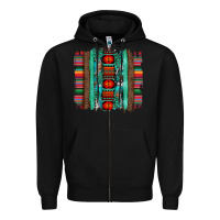 Black serape aztec leopard and turquoise glitter with gemstone brushstroke Zipper Hoodie - Artiststas