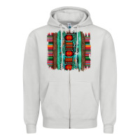 Dove Grey serape aztec leopard and turquoise glitter with gemstone brushstroke Zipper Hoodie - Artiststas