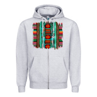 Heather Grey serape aztec leopard and turquoise glitter with gemstone brushstroke Zipper Hoodie - Artiststas