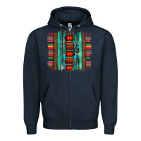 Navy serape aztec leopard and turquoise glitter with gemstone brushstroke Zipper Hoodie - Artiststas