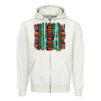 Oatmeal Heather serape aztec leopard and turquoise glitter with gemstone brushstroke Zipper Hoodie - Artiststas