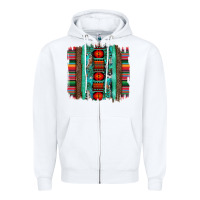 White serape aztec leopard and turquoise glitter with gemstone brushstroke Zipper Hoodie - Artiststas