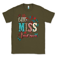Army Green Little miss America 4th of july Classic Tee - HowdyJamesFarm