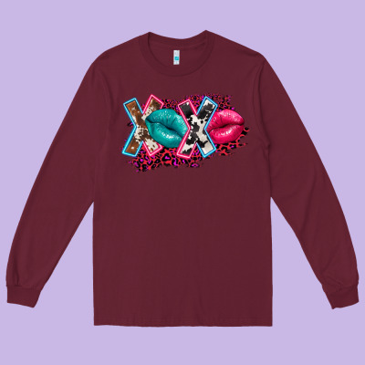 Western Xoxo Long Sleeve Tee Designed By Fadigitalartstudio
