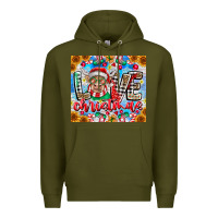 Army Green Love Christmas highland cow Premium Hoodie - CowhideDigitalArt