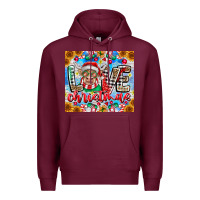 Burgundy Love Christmas highland cow Premium Hoodie - CowhideDigitalArt