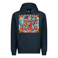 Navy Love Christmas highland cow Premium Hoodie - CowhideDigitalArt