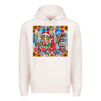 Pale Pink Love Christmas highland cow Premium Hoodie - CowhideDigitalArt