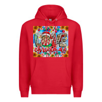 Red Love Christmas highland cow Premium Hoodie - CowhideDigitalArt